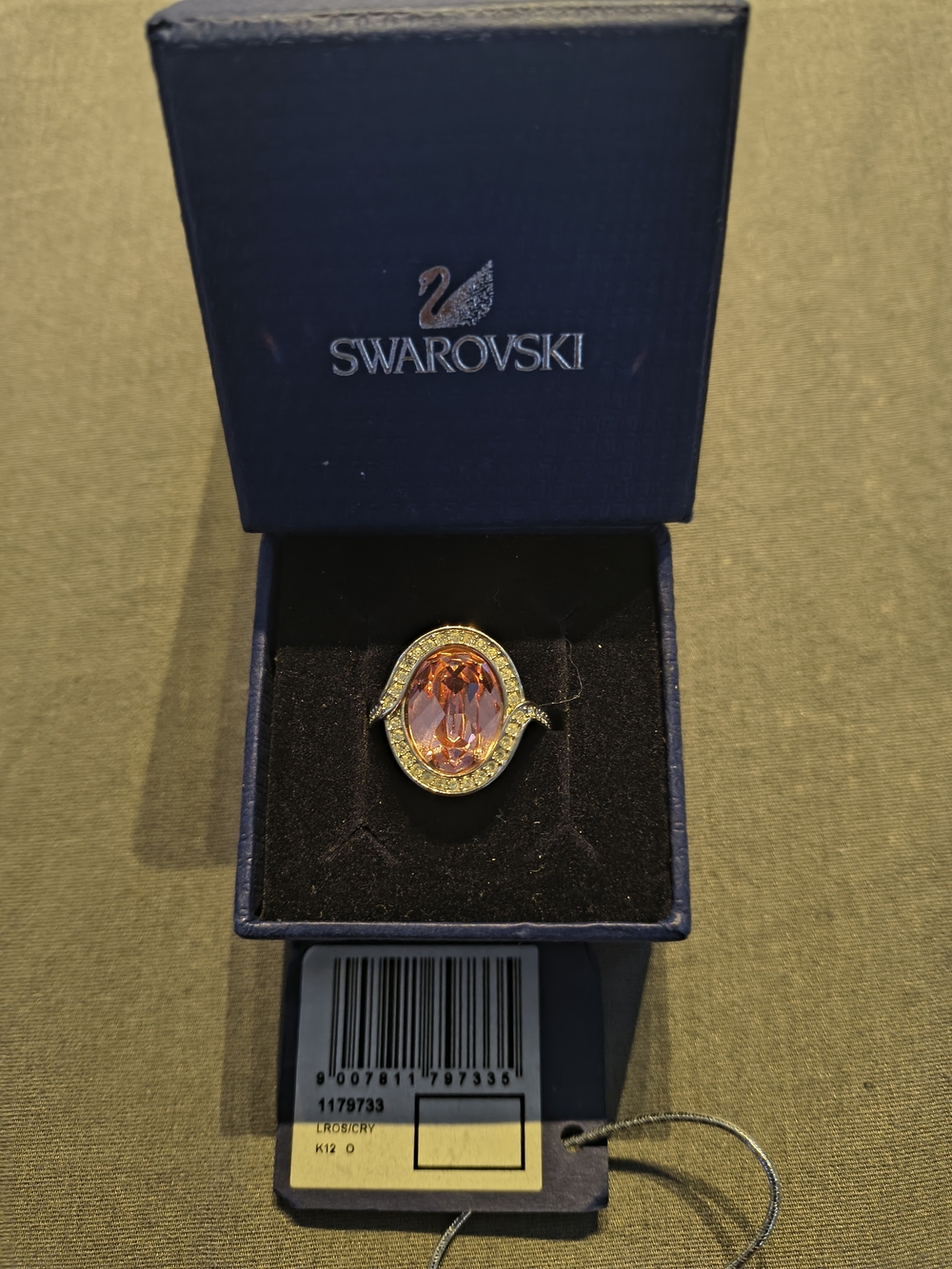 Swarovski Silver-Tone Ring with Pink Oval Crystal ( Tyra Ring )